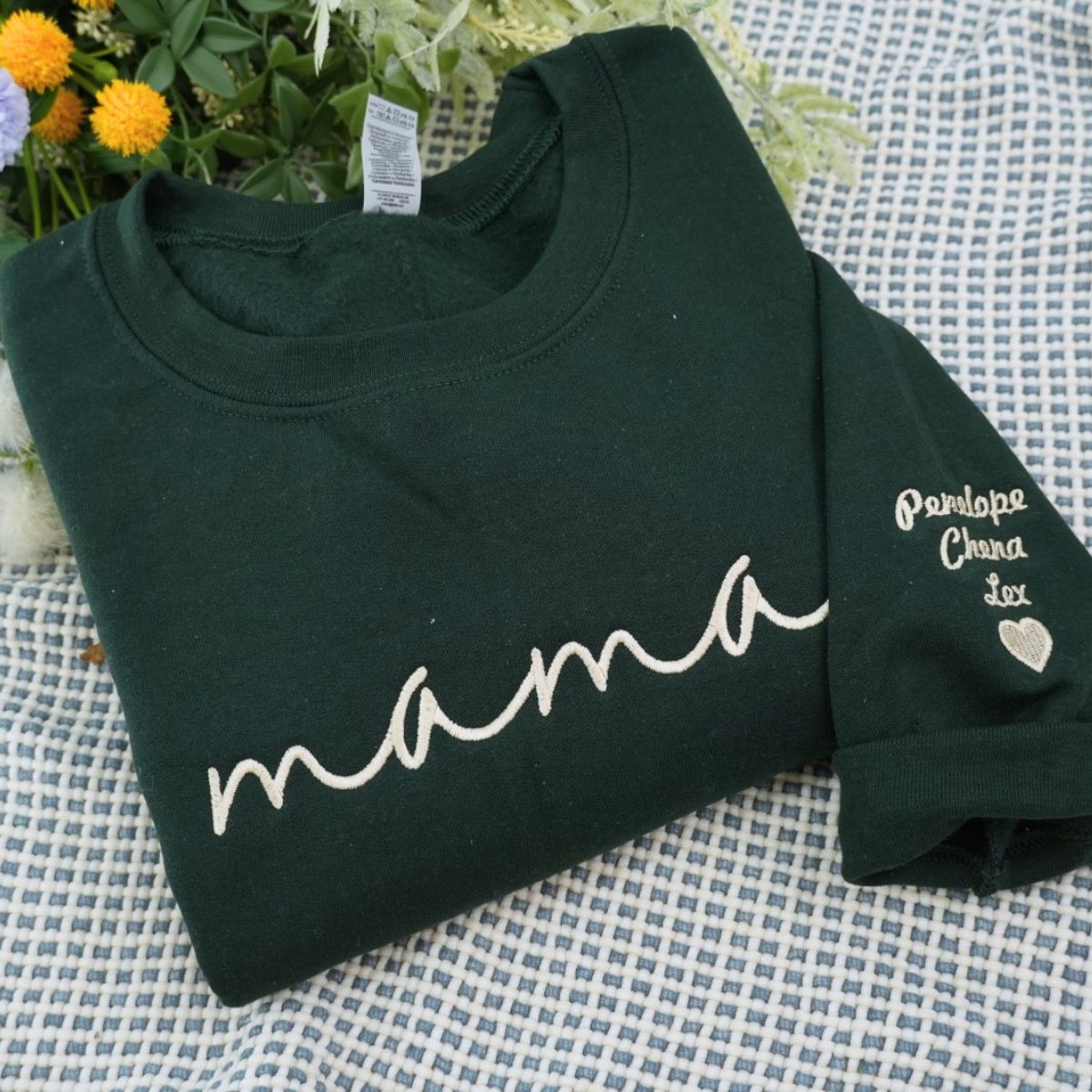 Custom Mama Sweatshirts - Script Embroidered Hoodies with Kids Names - Perfect Multi Child Mother Gift