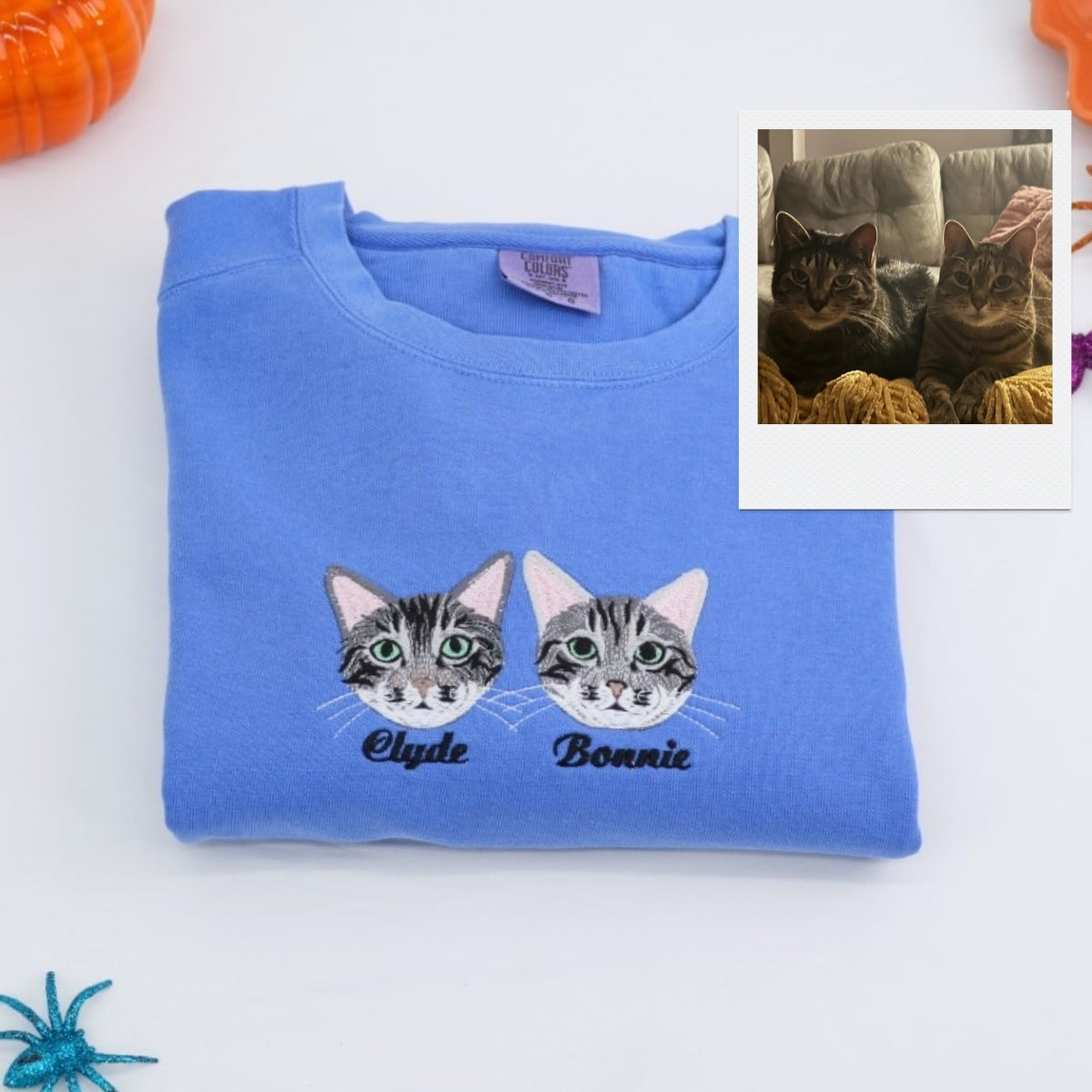 Custom Multi-Cat Portrait Sweatshirts - Personalized Pet Faces with Names - Multiple Cat Owner Gift