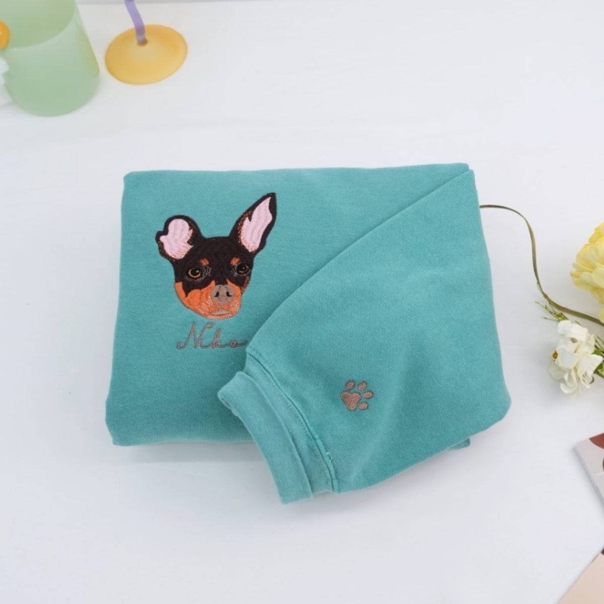 Individuell bestickte Engel- und Dämonenkatze-Kapuzenpullover für Paare