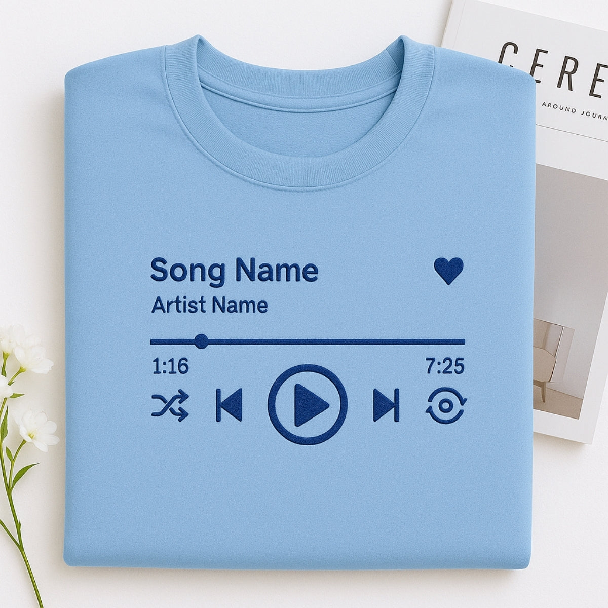 Custom Music Player Hoodies - Your Song Embroidered Sweatshirts - Music Lover Gift