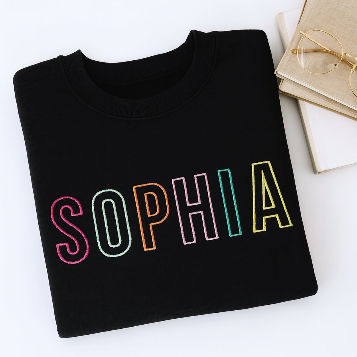 Custom Name Sweatshirt - Personalized Block Letter Embroidered Pullover - Perfect Birthday Gift for Girls