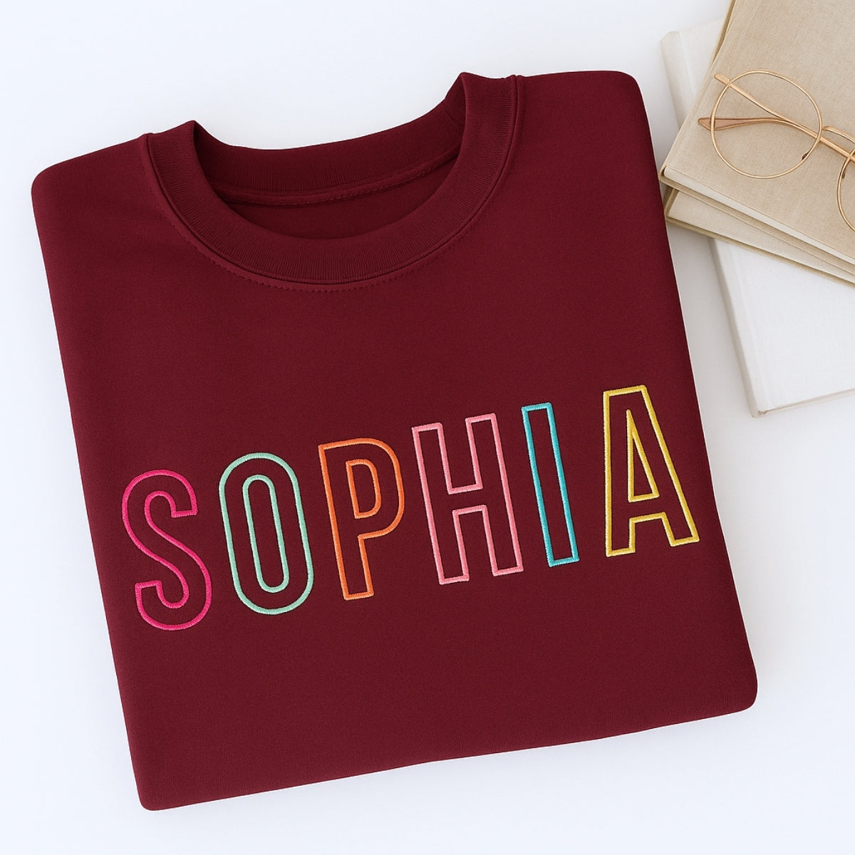 Custom Name Sweatshirt - Personalized Block Letter Embroidered Pullover - Perfect Birthday Gift for Girls
