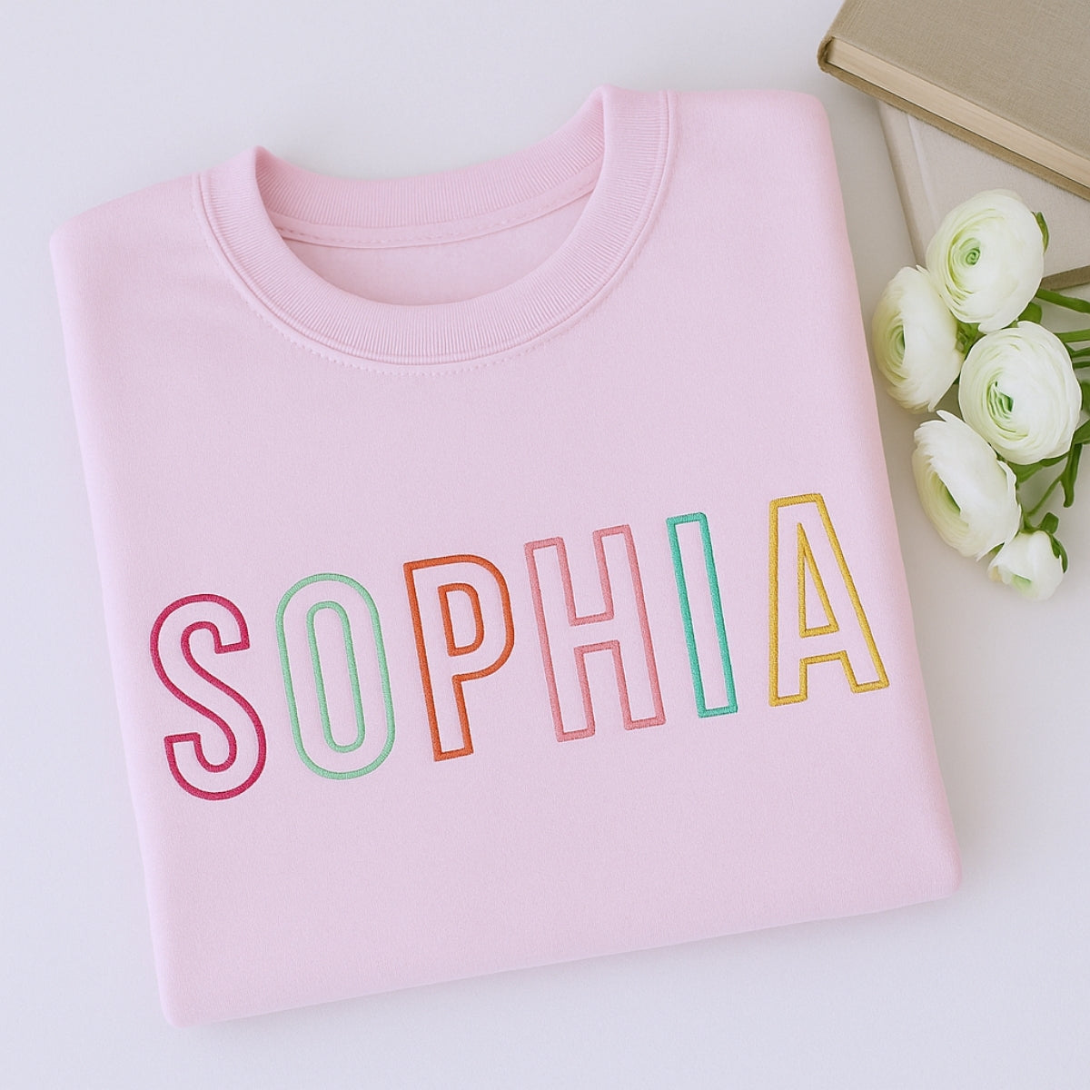 Custom Name Sweatshirt - Personalized Block Letter Embroidered Pullover - Perfect Birthday Gift for Girls