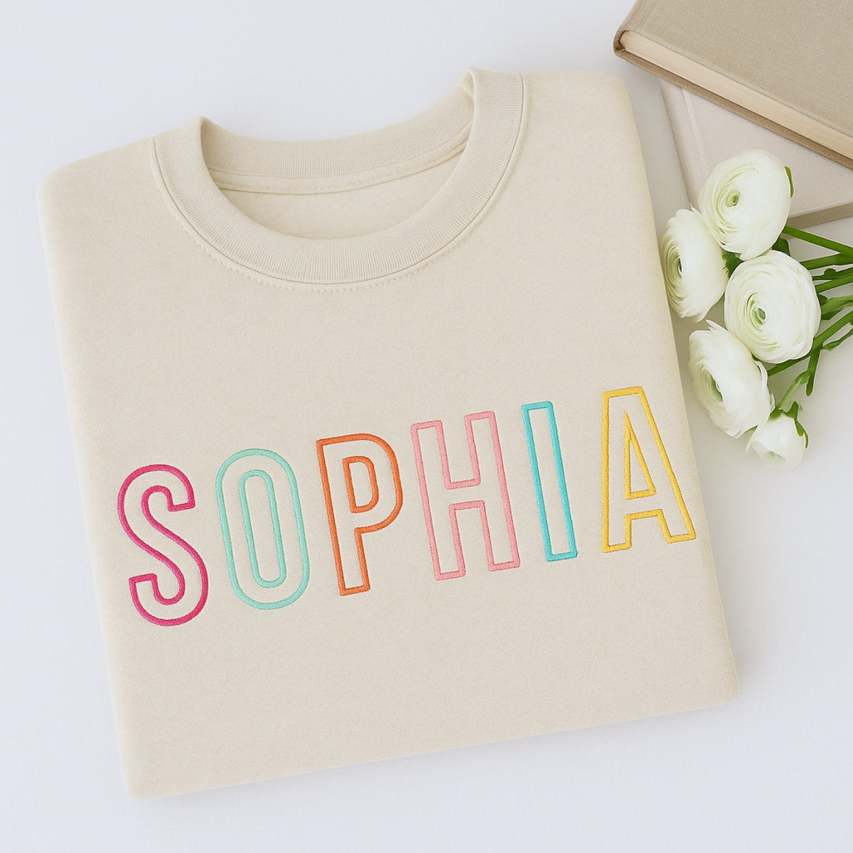 Custom Name Sweatshirt - Personalized Block Letter Embroidered Pullover - Perfect Birthday Gift for Girls