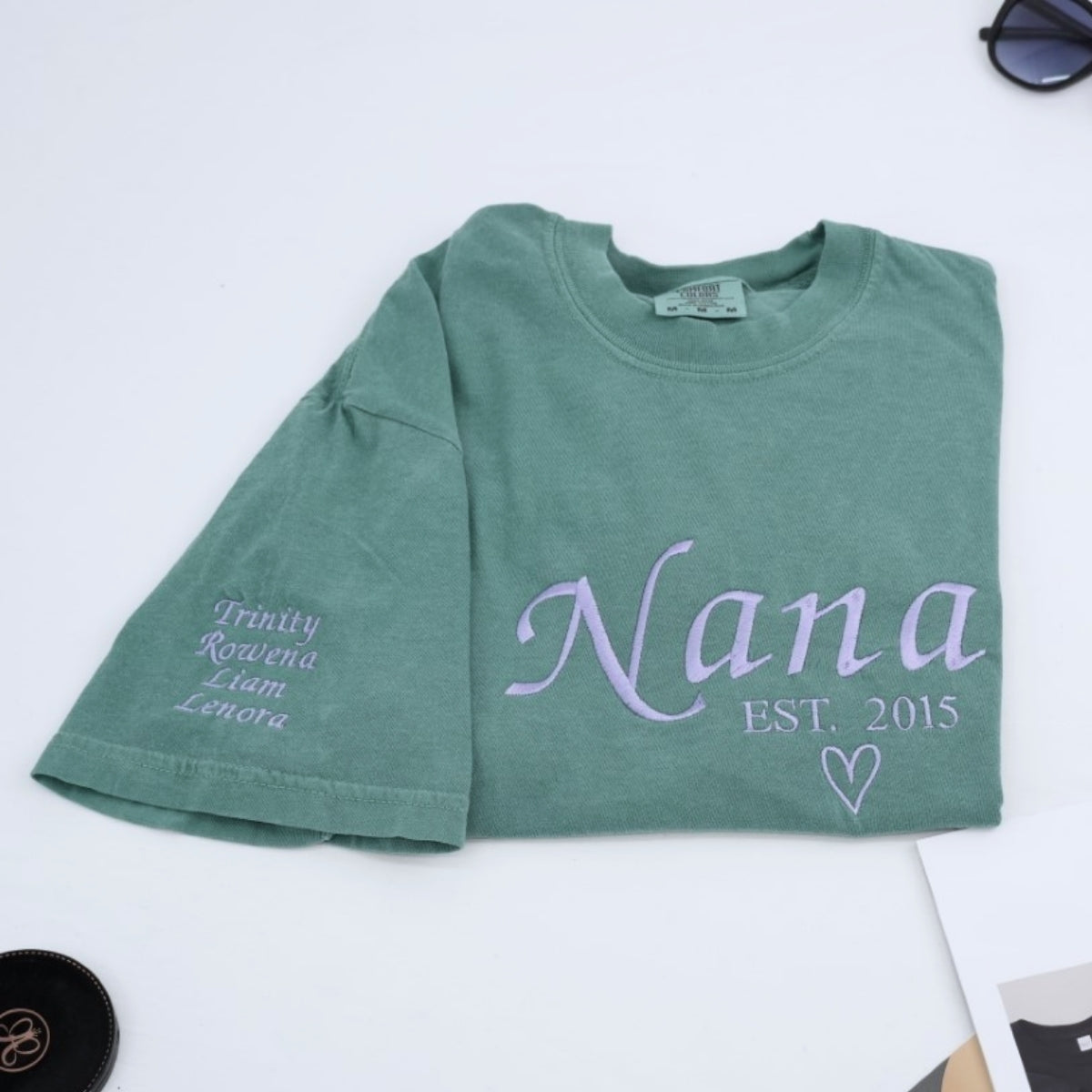 Custom Nana T-Shirt | Personalized Grandmother Embroidered Shirt - Grandchildren Names Gift