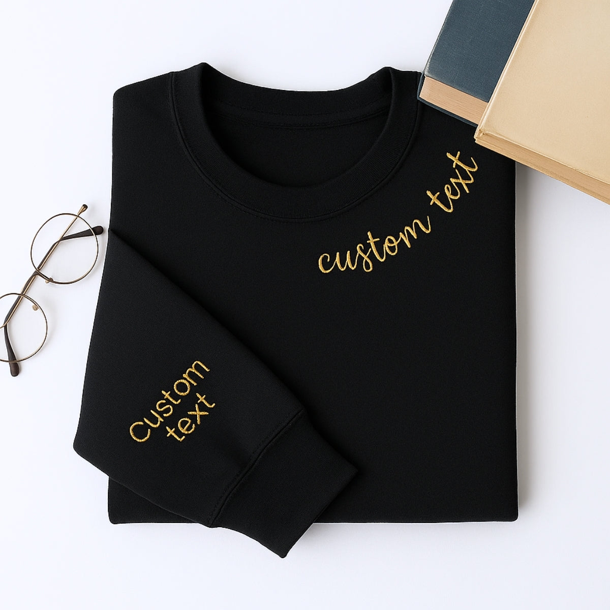 Custom Neckline Text Sweatshirt - Personalized Script Embroidered Pullover - Elegant Name Gift