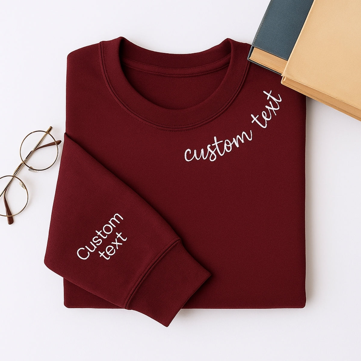 Custom Neckline Text Sweatshirt - Personalized Script Embroidered Pullover - Elegant Name Gift