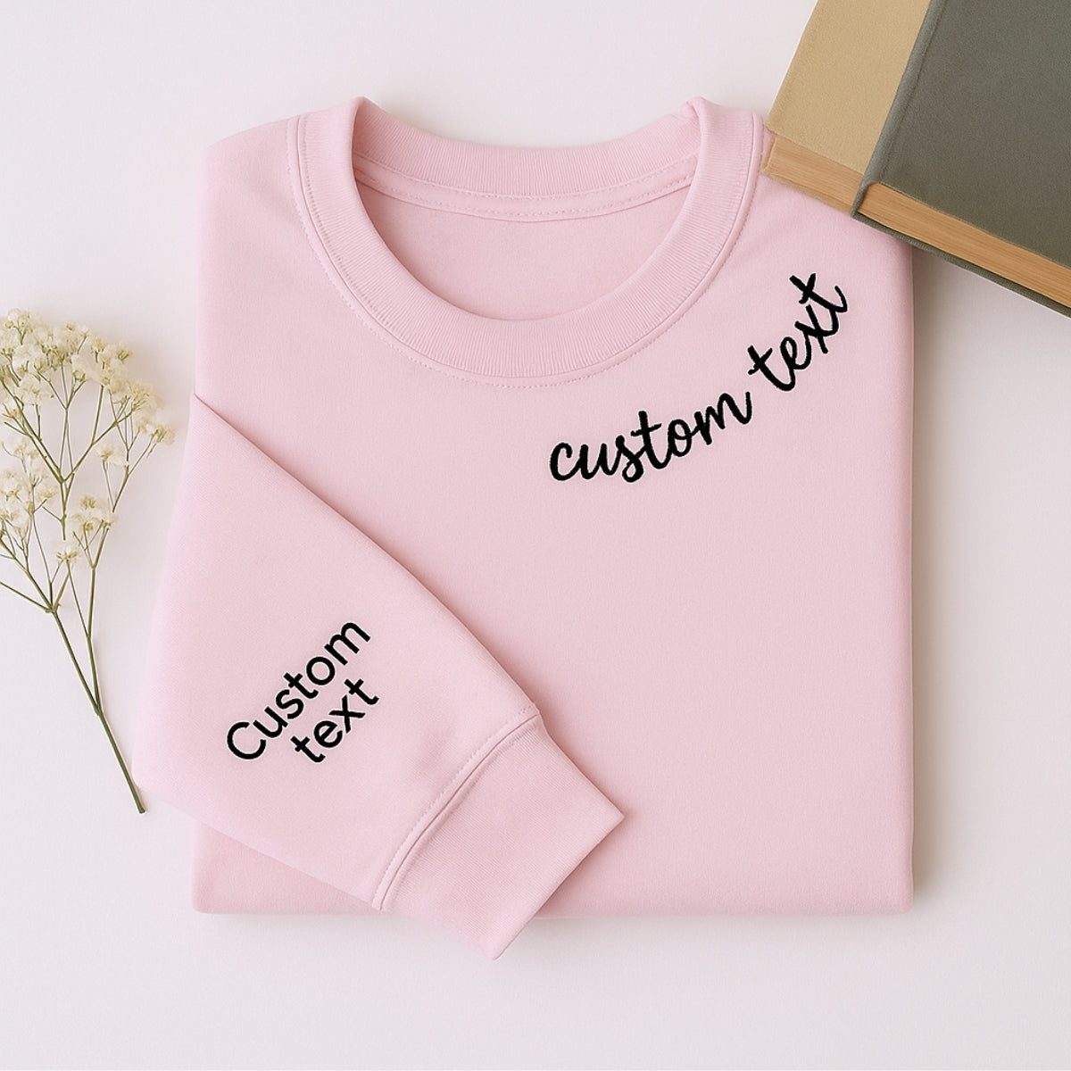 Custom Neckline Text Sweatshirt - Personalized Script Embroidered Pullover - Elegant Name Gift