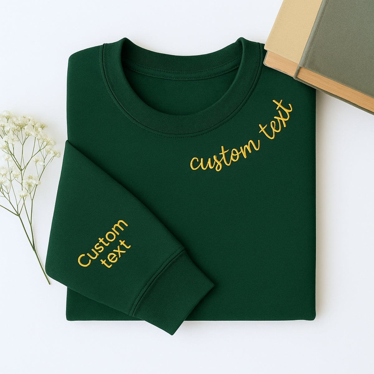 Custom Neckline Text Sweatshirt - Personalized Script Embroidered Pullover - Elegant Name Gift