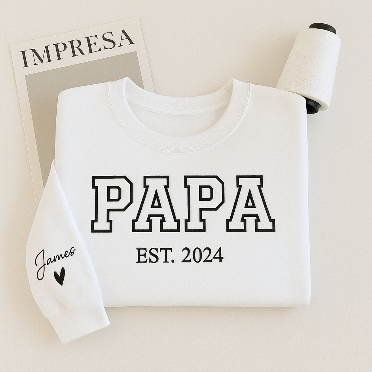Custom Papa EST Hoodie - Varsity Style Embroidered - Perfect New Grandpa Gift