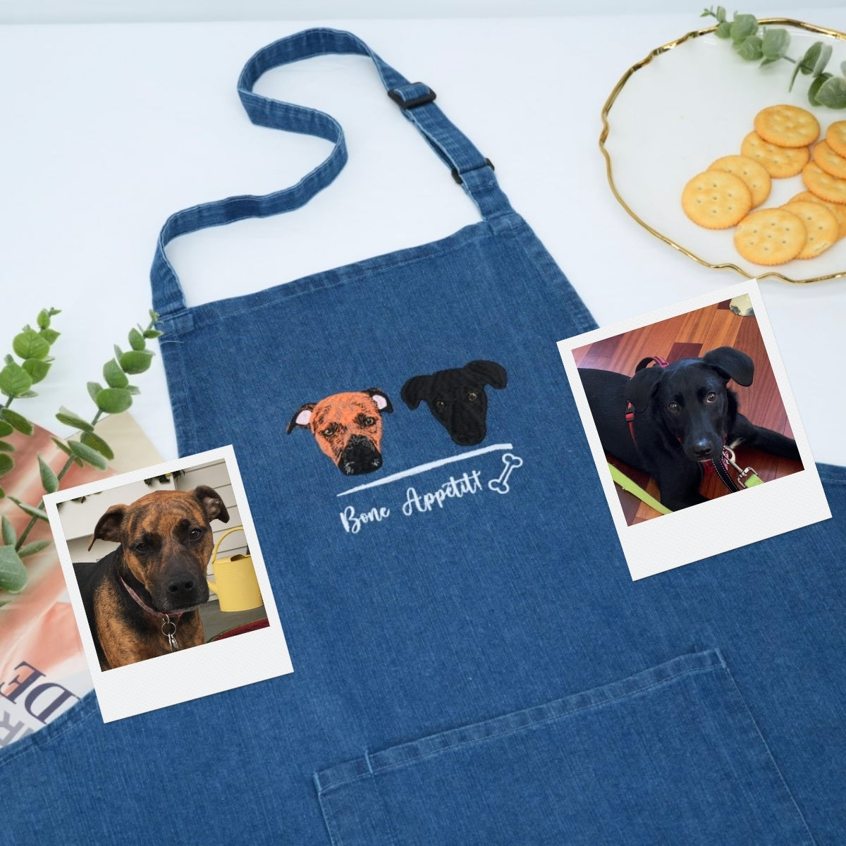 Custom Pet Embroidered Aprons - Dog Portrait Kitchen Apparel - Perfect Pet Lover Cooking Gift