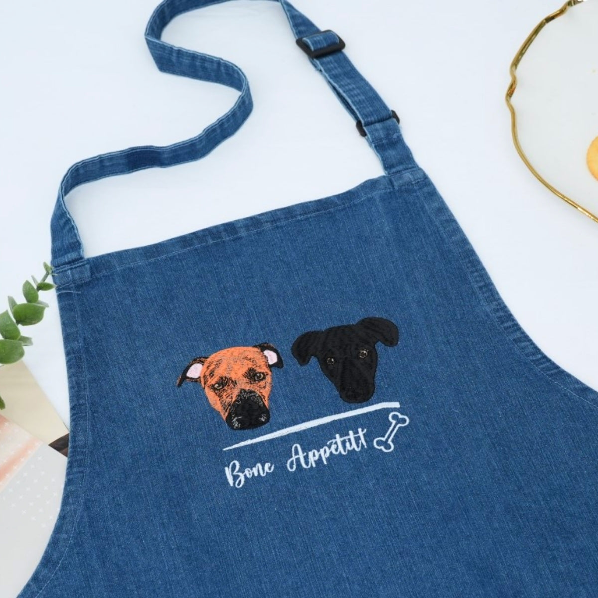 Custom Pet Embroidered Aprons - Dog Portrait Kitchen Apparel - Perfect Pet Lover Cooking Gift
