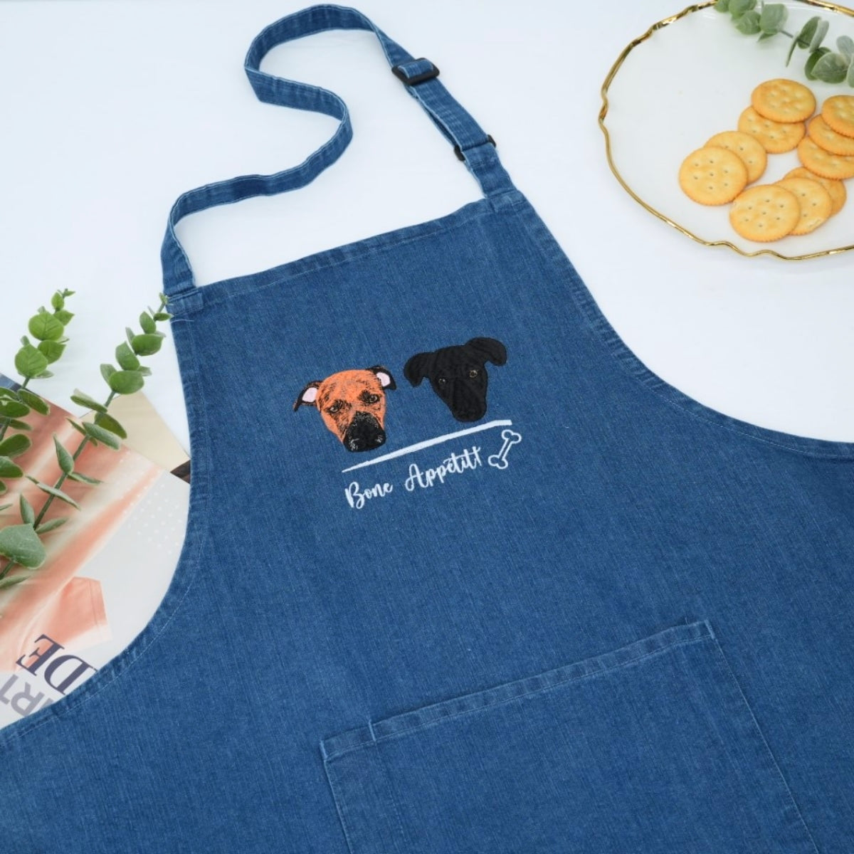 Custom Pet Embroidered Aprons - Dog Portrait Kitchen Apparel - Perfect Pet Lover Cooking Gift