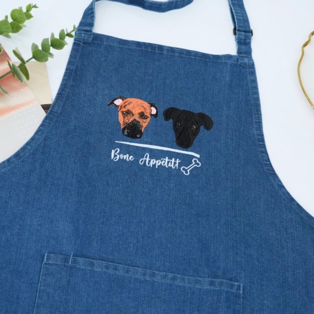 Custom Pet Embroidered Aprons - Dog Portrait Kitchen Apparel - Perfect Pet Lover Cooking Gift