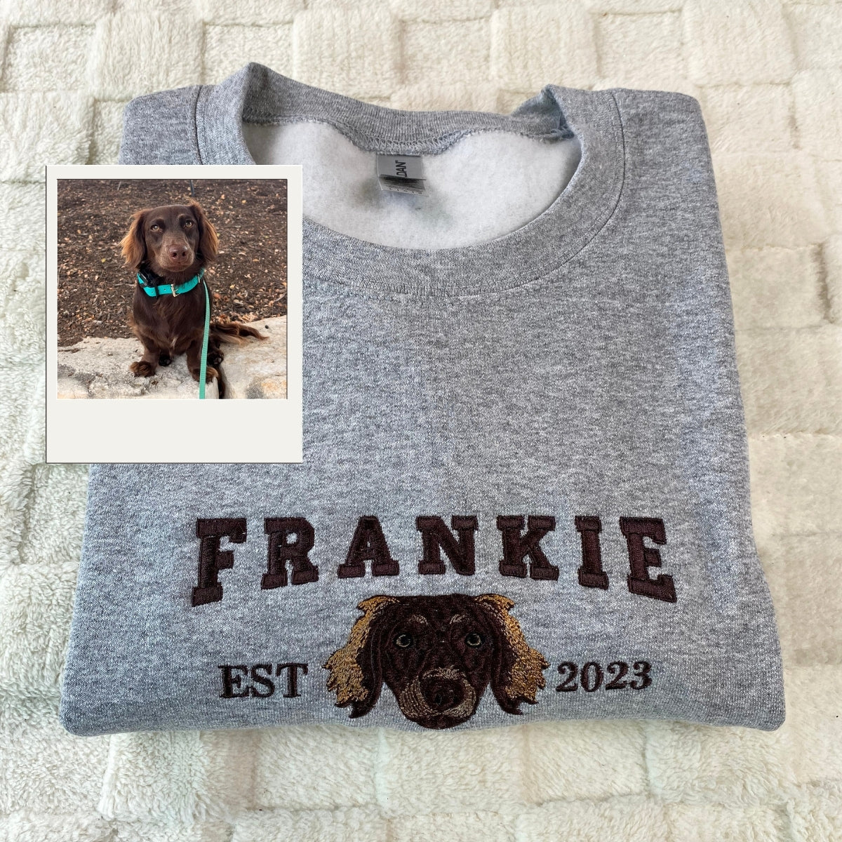 Custom Pet Memorial Hoodies - Dog Portrait Embroidery Varsity Style - Perfect Dog Lover Gift