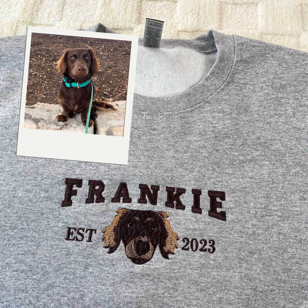 Custom Pet Memorial Hoodies - Dog Portrait Embroidery Varsity Style - Perfect Dog Lover Gift