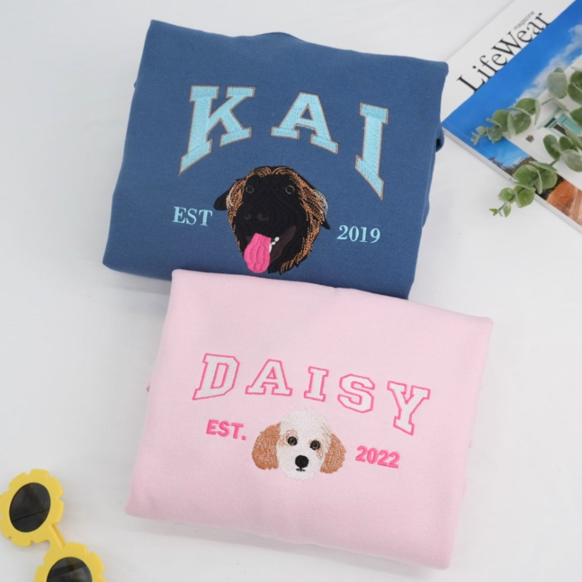 Individuell bestickte Engel- und Dämonenkatze-Kapuzenpullover für Paare