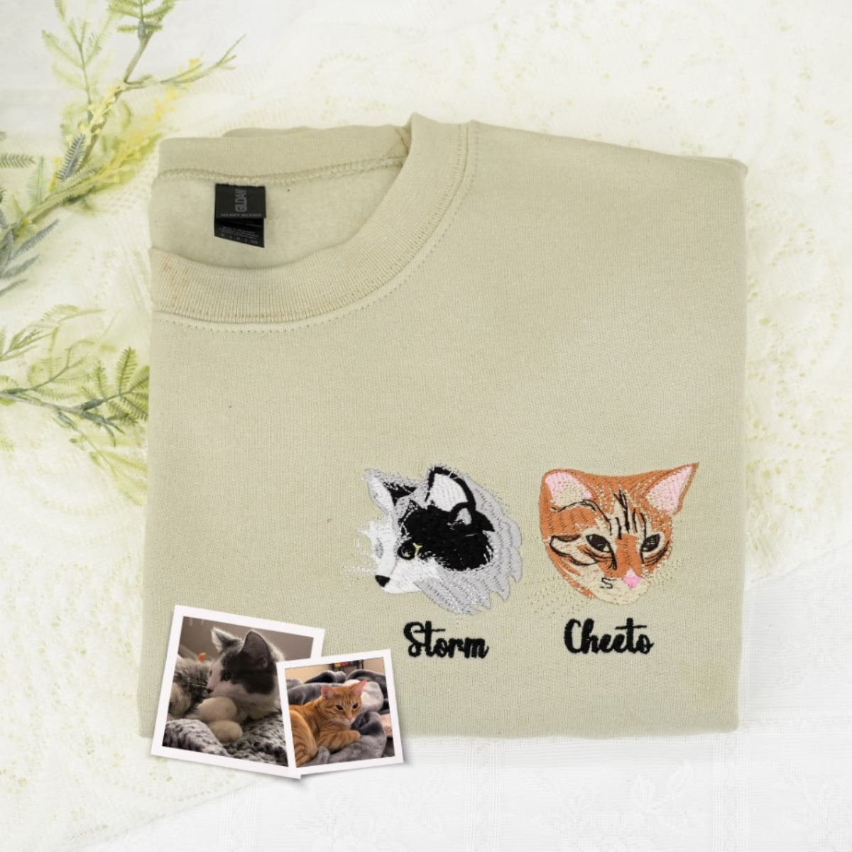 Individuell bestickte Engel- und Dämonenkatze-Kapuzenpullover für Paare