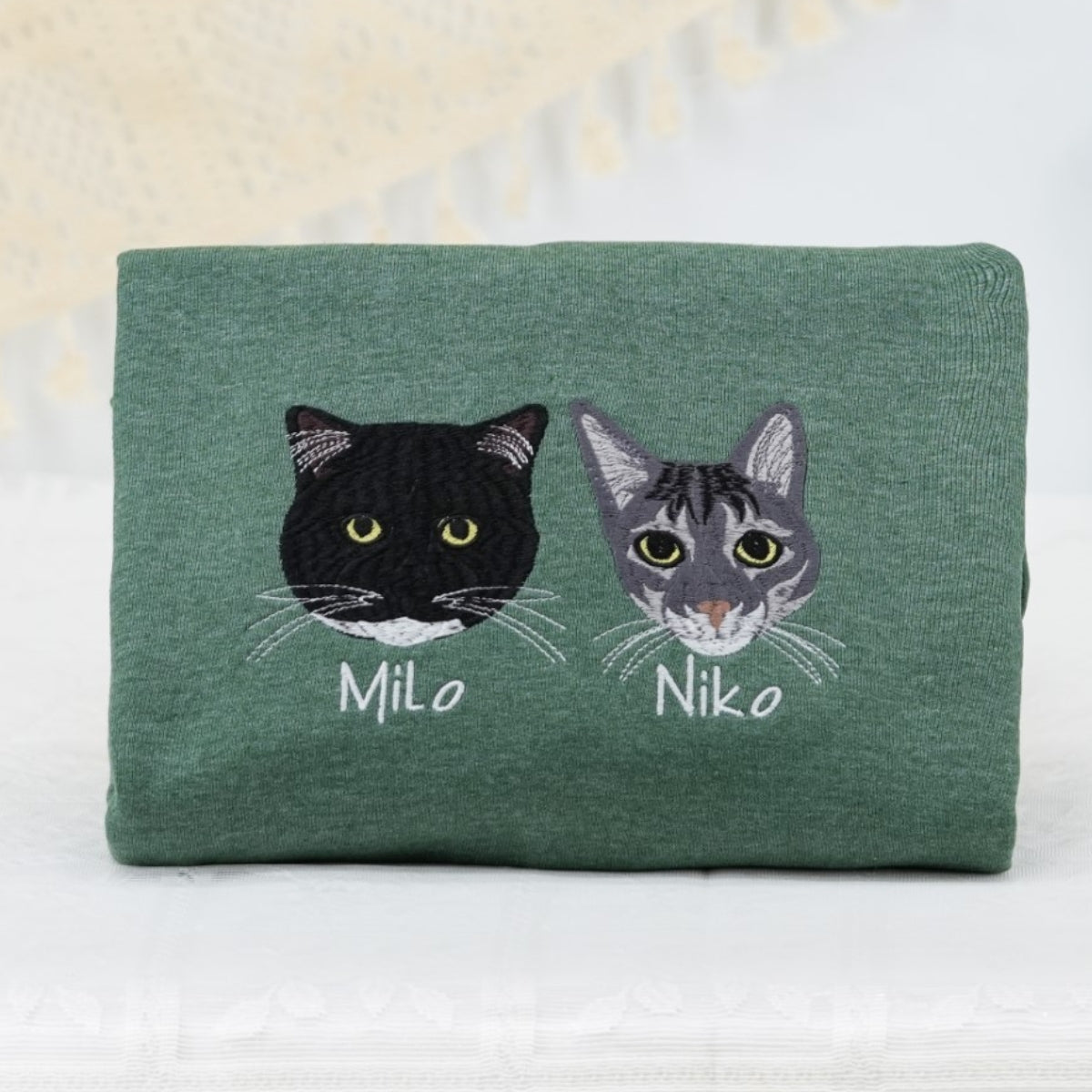 Custom Pet Portrait Hoodies - Any Pet Face Embroidered Sweatshirts - Personalized Pet Parent Gift