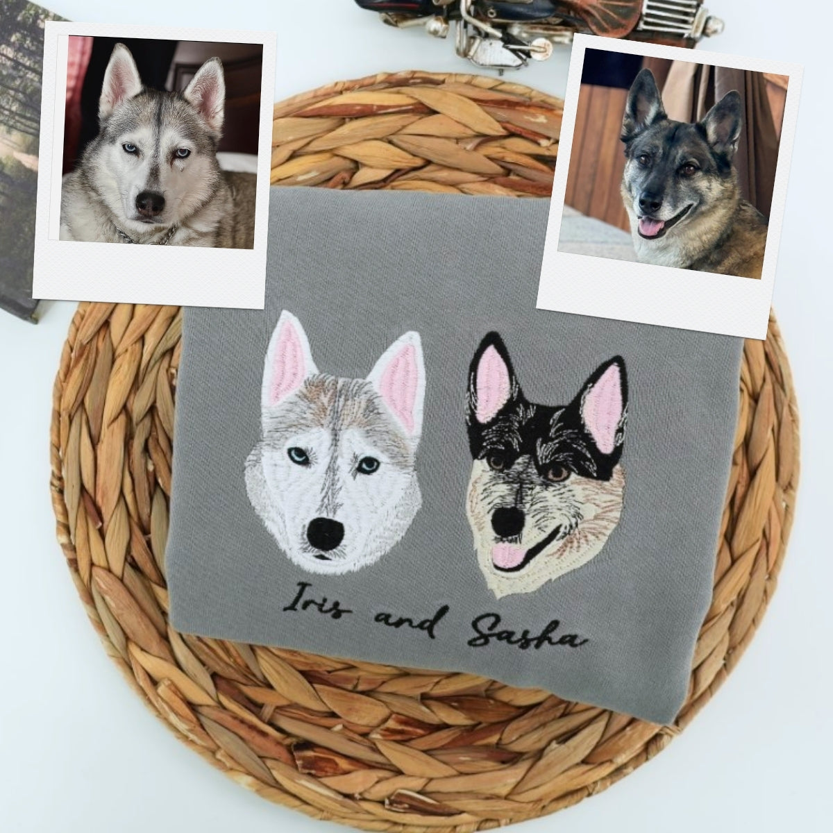 Individuell bestickte Engel- und Dämonenkatze-Kapuzenpullover für Paare