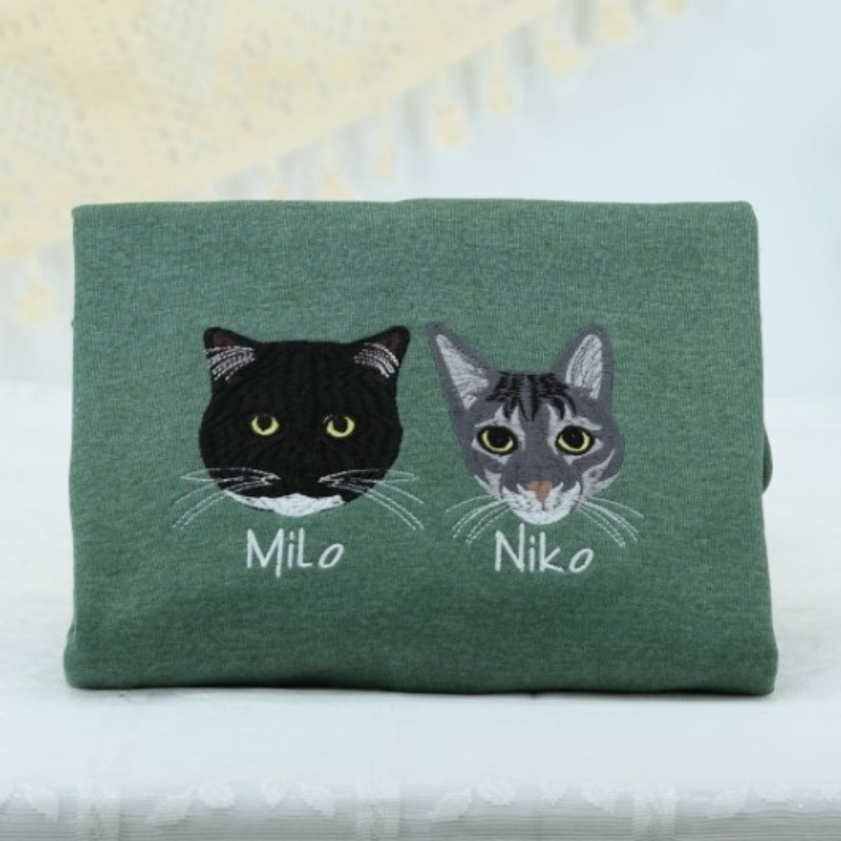 Individuell bestickte Engel- und Dämonenkatze-Kapuzenpullover für Paare