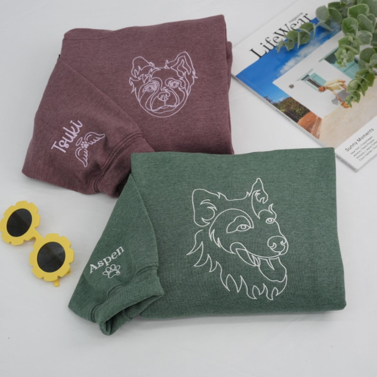 Individuell bestickte Engel- und Dämonenkatze-Kapuzenpullover für Paare