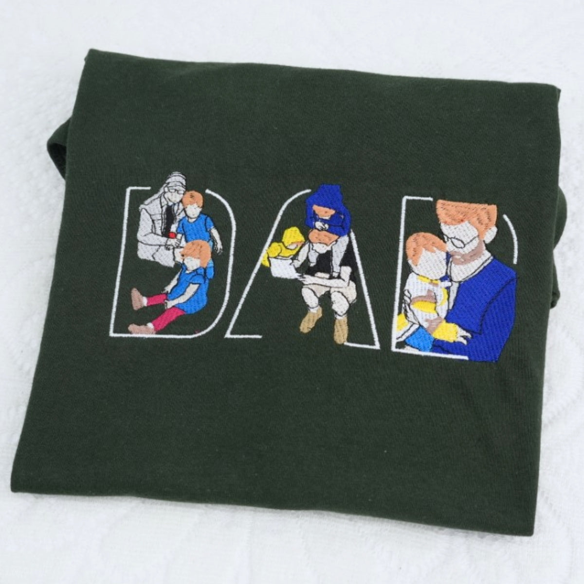 Custom Photo Dad Hoodies - Father Baby Bonding Embroidered Sweatshirts - Perfect New Dad Memory Gift