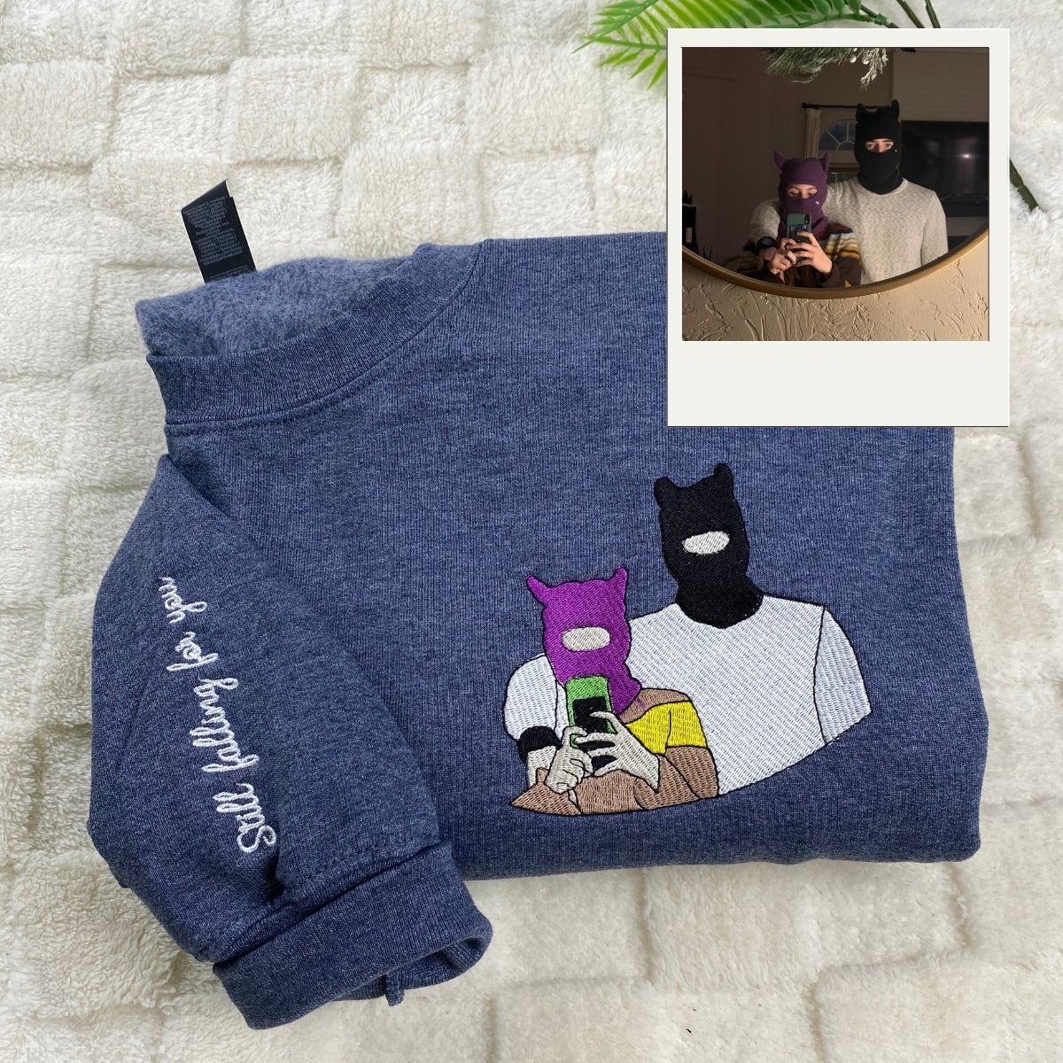 Individuell bestickte Engel- und Dämonenkatze-Kapuzenpullover für Paare