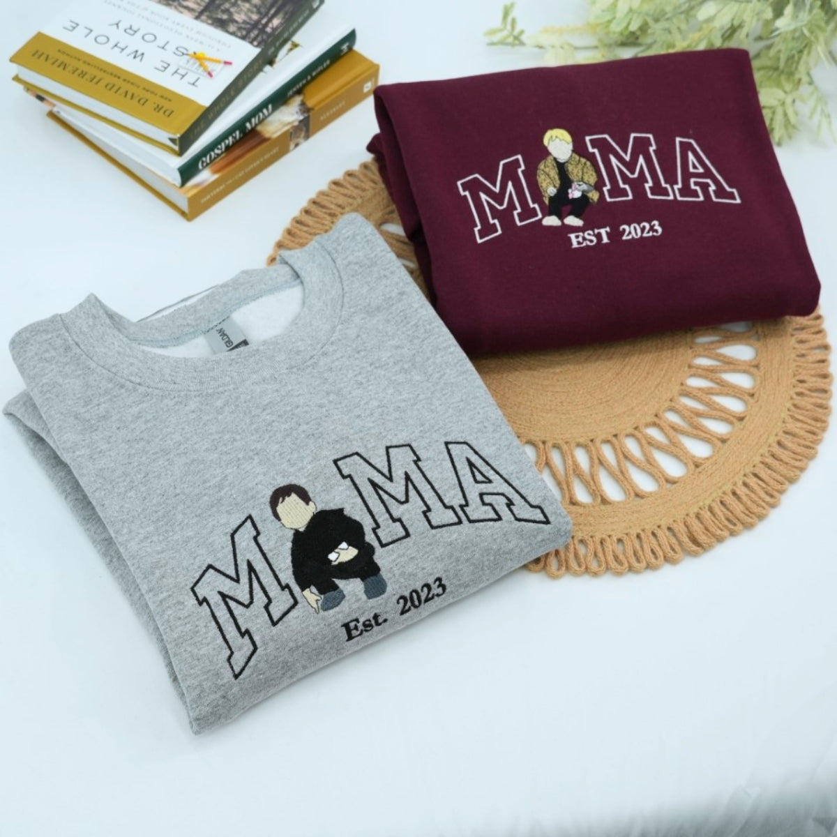 Custom Photo Mama Hoodies - Family Photo Embroidered Sweatshirts - Perfect New Mama Memory Gift