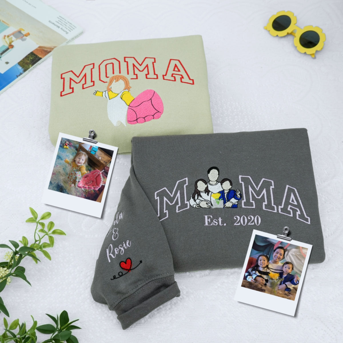 Custom Photo Mama Hoodies - Personalized Family Embroidered Sweatshirts - Perfect Mother Gift