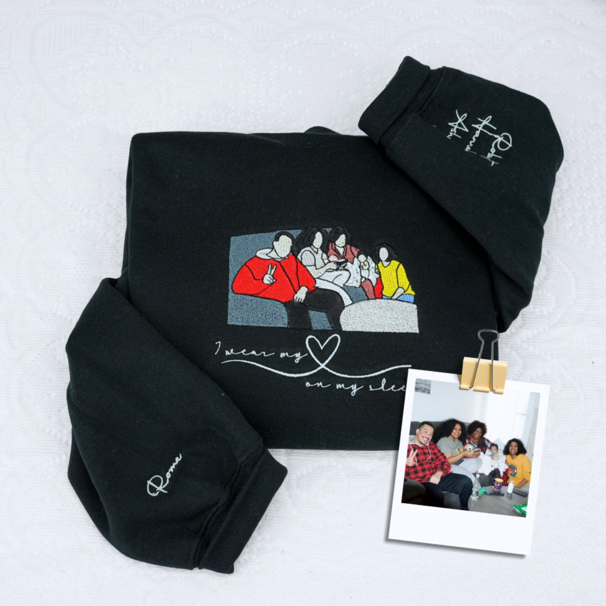 Custom Photo Portrait Dad Hoodies - Father Baby Embroidered From Your Photo - Premium Custom Father's Day Gift