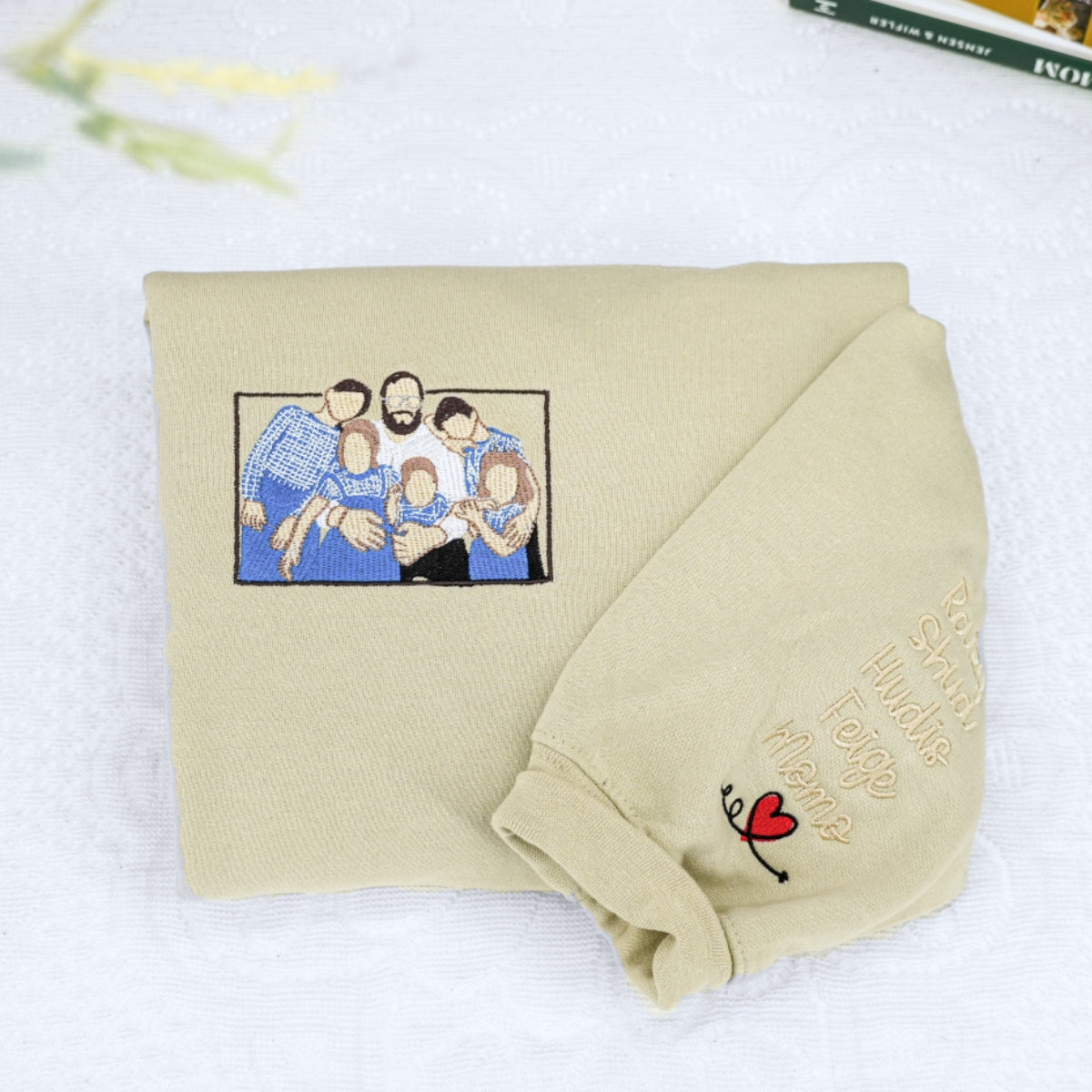 Custom Photo Portrait Dad Hoodies - Father Baby Embroidered From Your Photo - Premium Custom Father's Day Gift