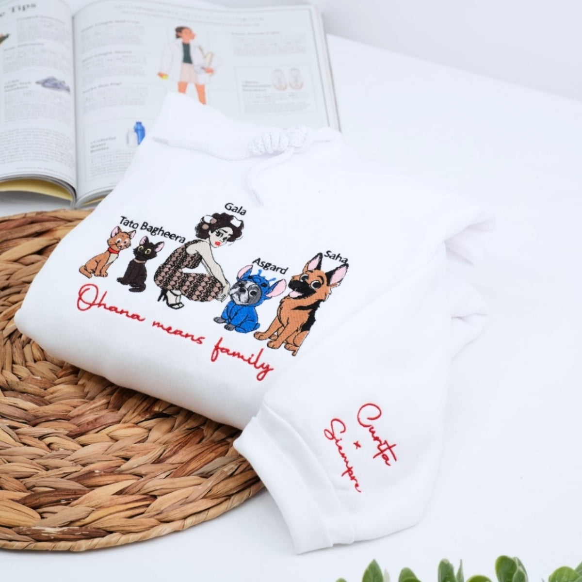 Individuell bestickte Engel- und Dämonenkatze-Kapuzenpullover für Paare