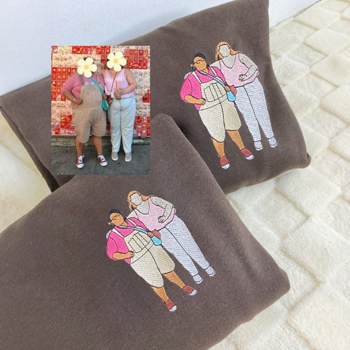 Individuell bestickte Engel- und Dämonenkatze-Kapuzenpullover für Paare