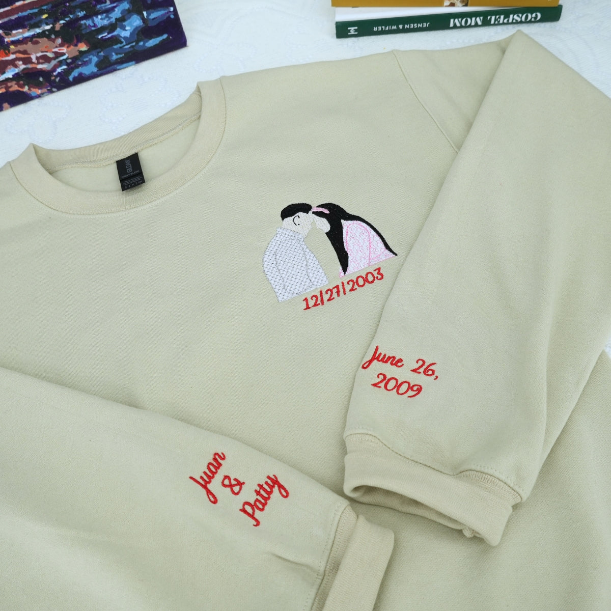 Individuell bestickte Engel- und Dämonenkatze-Kapuzenpullover für Paare