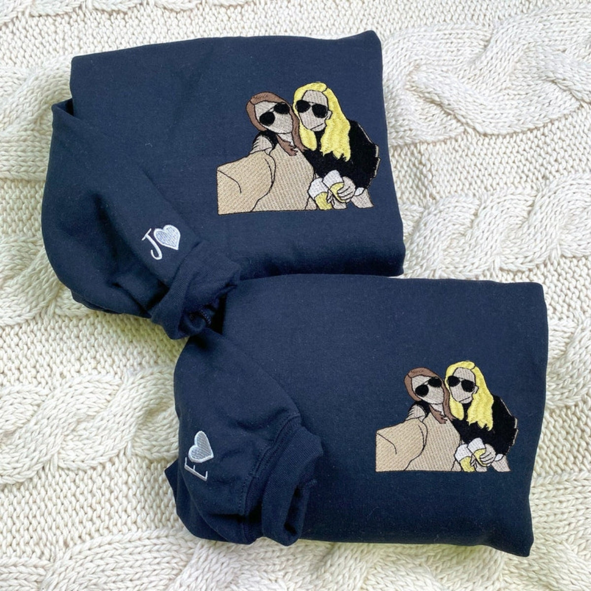 Individuell bestickte Engel- und Dämonenkatze-Kapuzenpullover für Paare