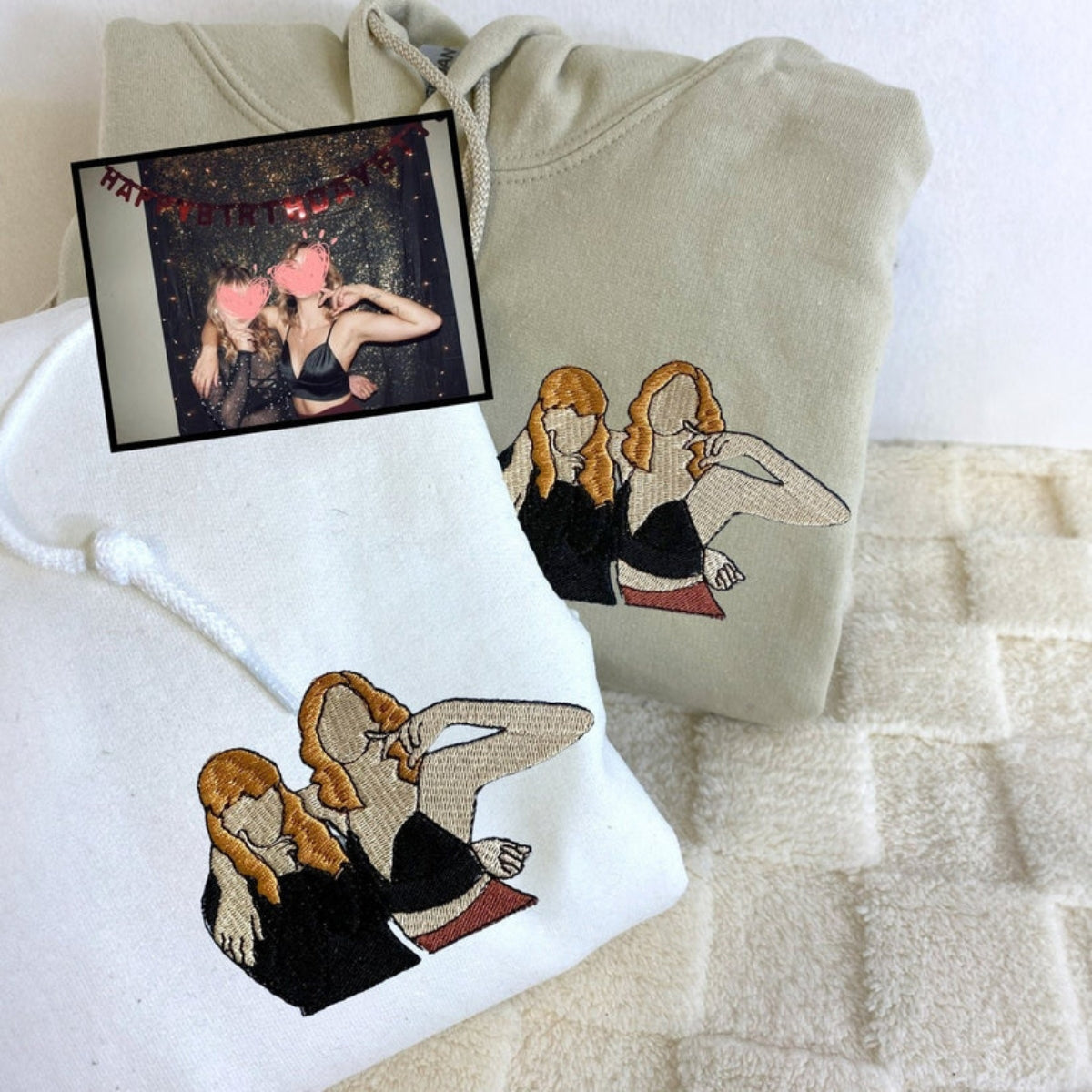 Individuell bestickte Engel- und Dämonenkatze-Kapuzenpullover für Paare