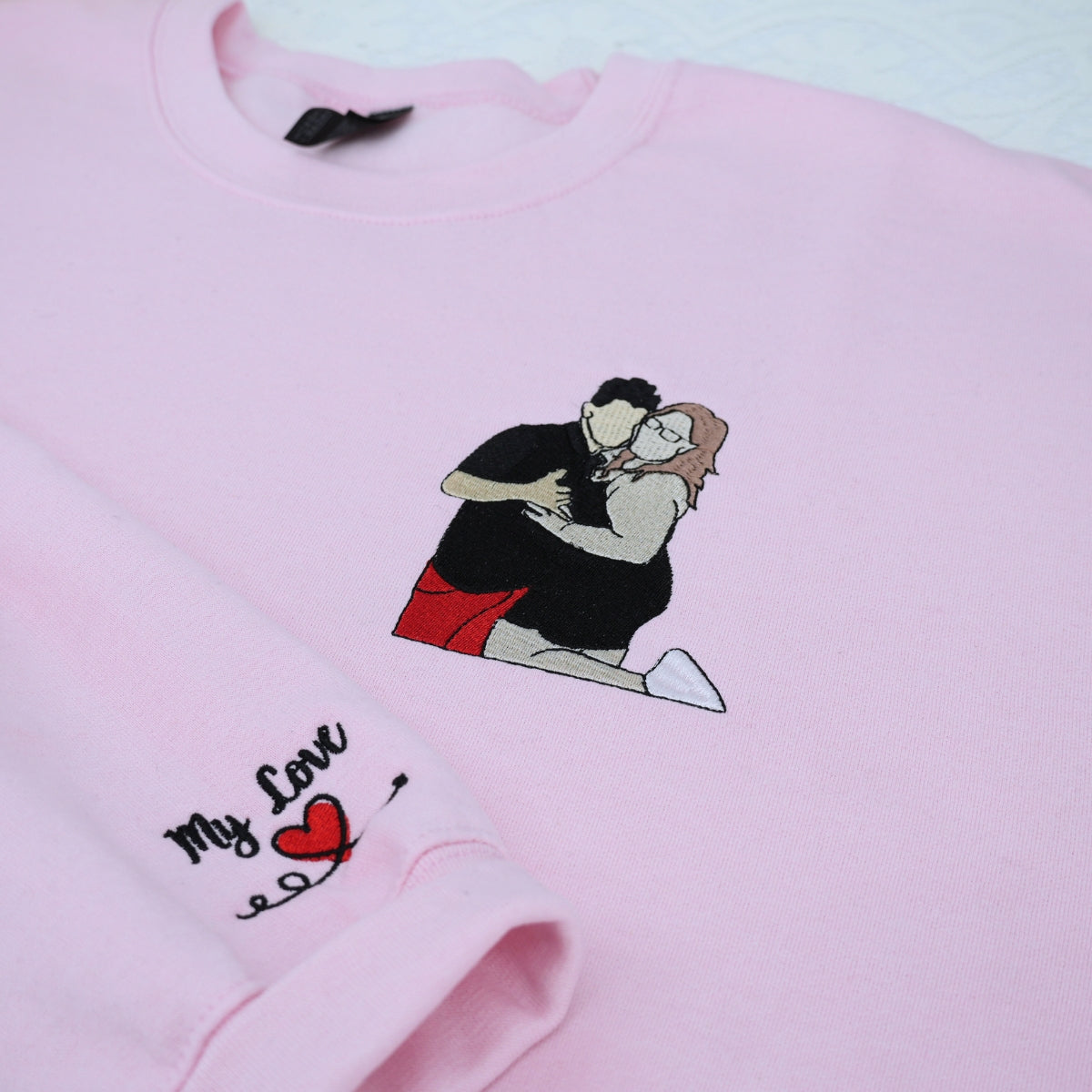 Individuell bestickte Engel- und Dämonenkatze-Kapuzenpullover für Paare