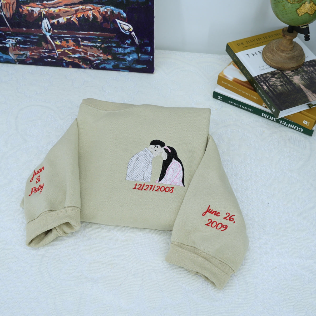 Individuell bestickte Engel- und Dämonenkatze-Kapuzenpullover für Paare