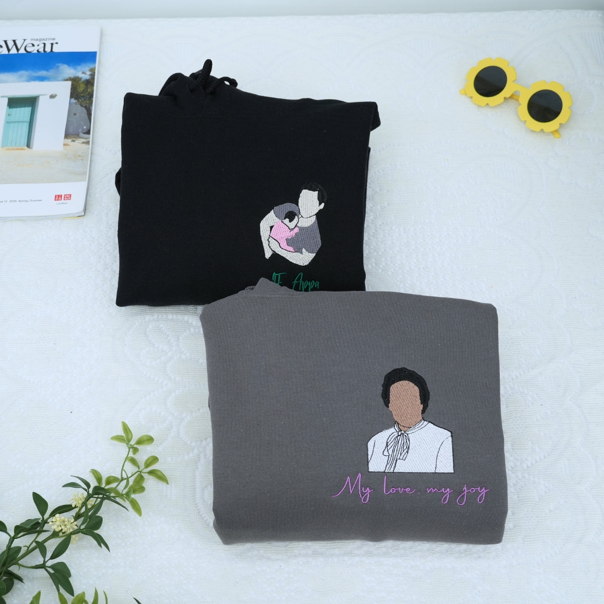 Individuell bestickte Engel- und Dämonenkatze-Kapuzenpullover für Paare