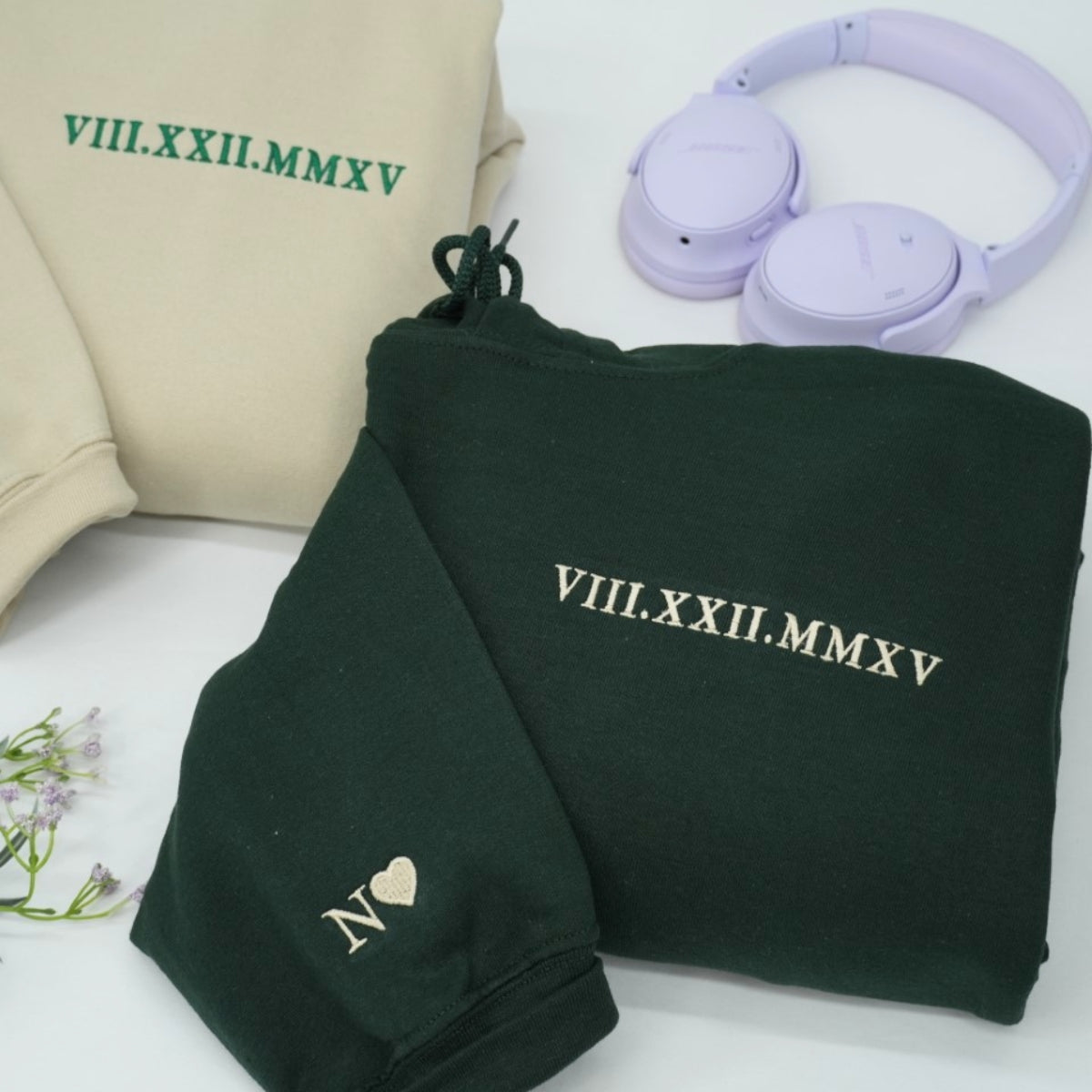 Individuell bestickte Engel- und Dämonenkatze-Kapuzenpullover für Paare