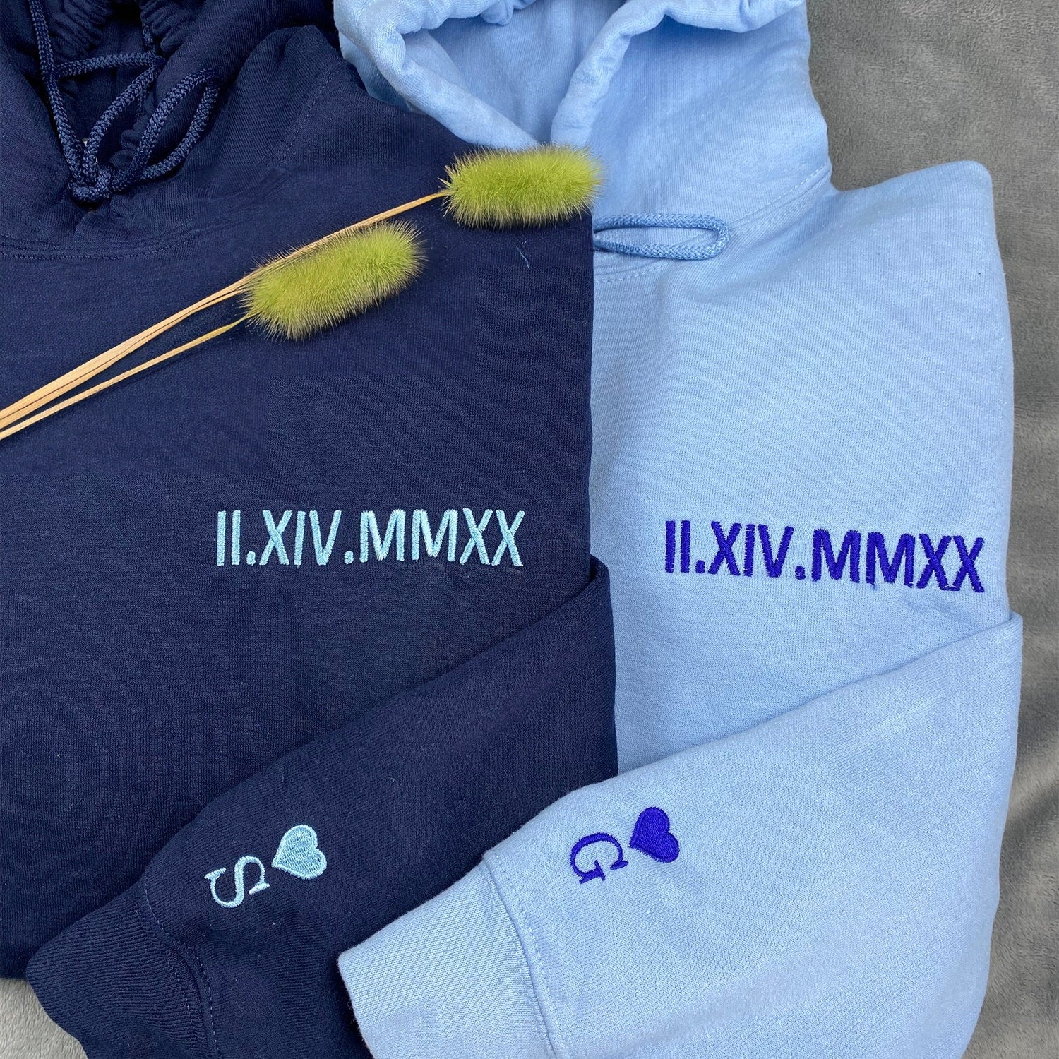 Sweats à capuche assortis brodés personnalisés avec ange et chat démon pour couples