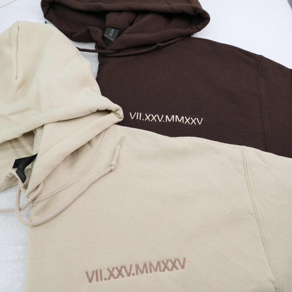 Custom Roman Numeral Embroidered Hoodie