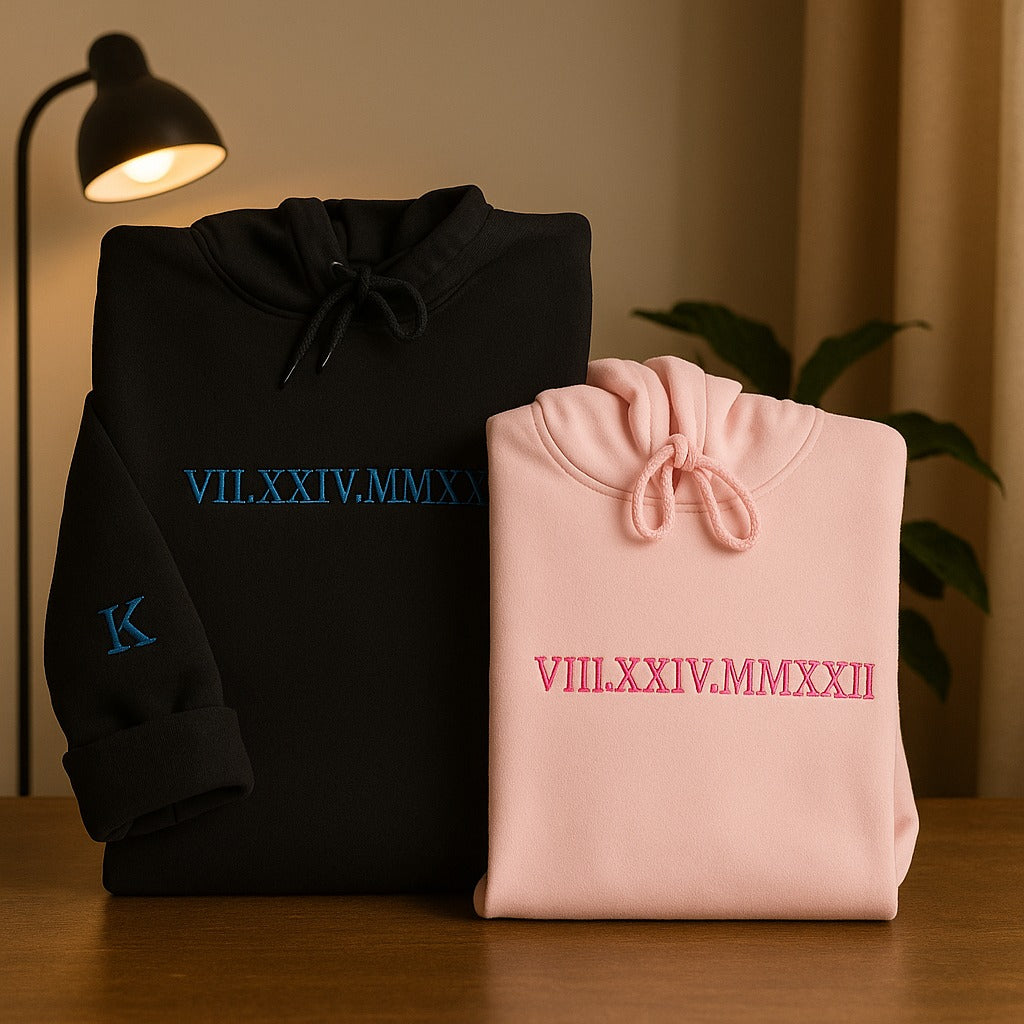 Custom Roman Numeral Embroidered Hoodie