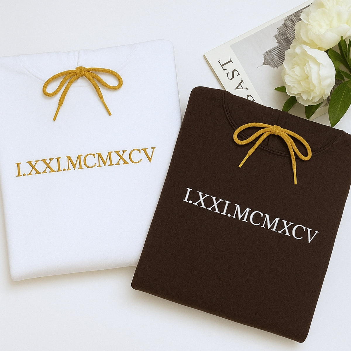 Individuell bestickte Engel- und Dämonenkatze-Kapuzenpullover für Paare