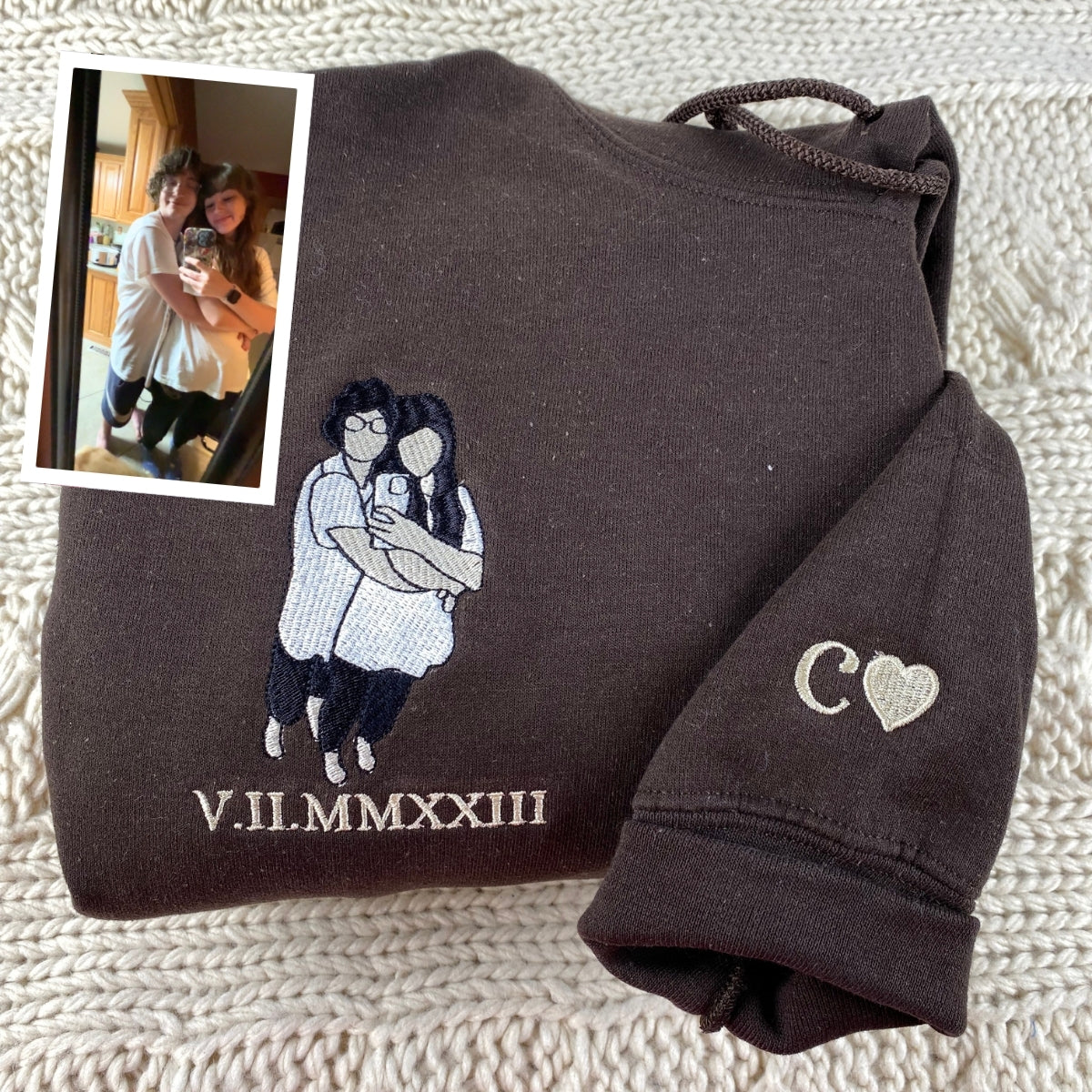 Sweats à capuche assortis brodés personnalisés avec ange et chat démon pour couples