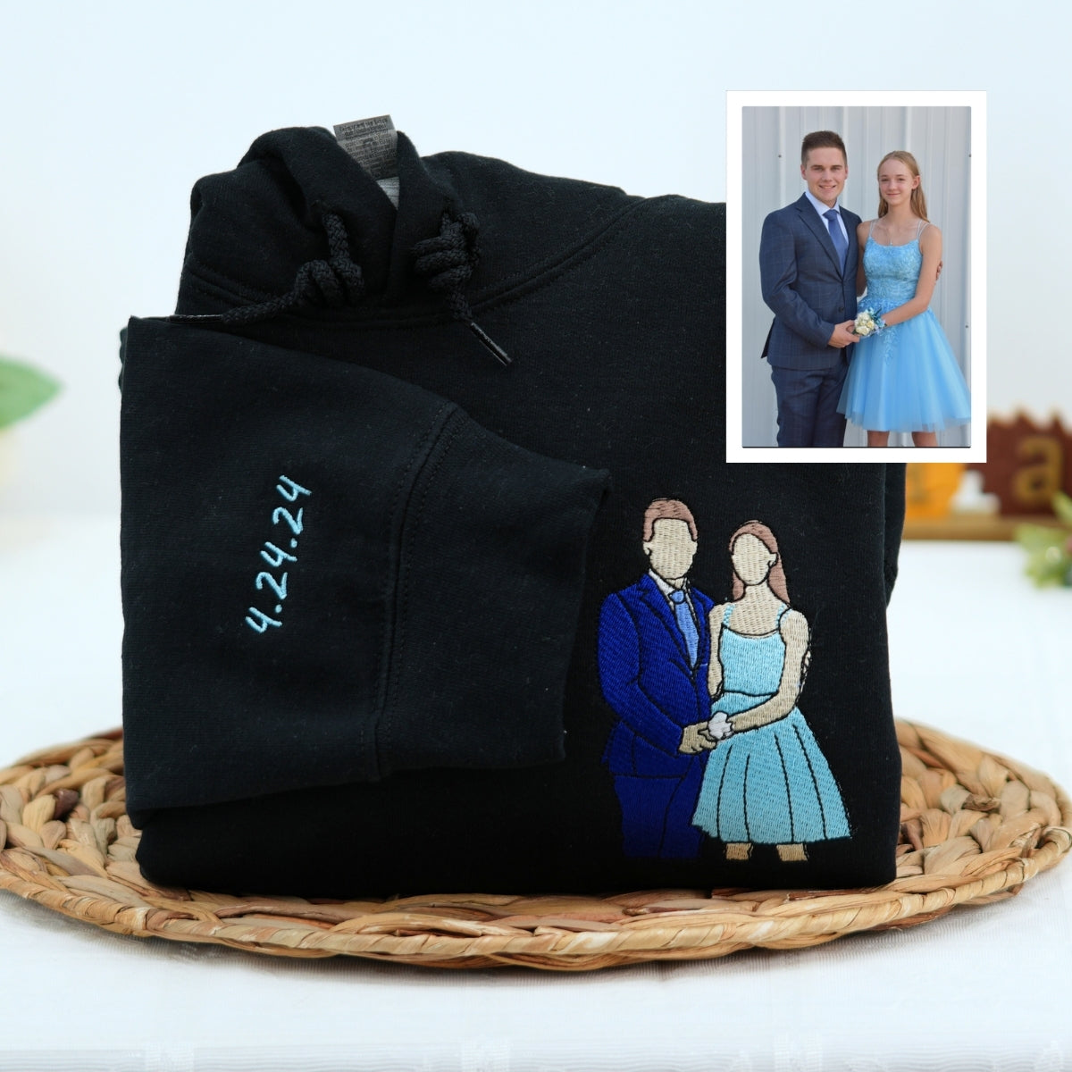 Individuell bestickte Engel- und Dämonenkatze-Kapuzenpullover für Paare