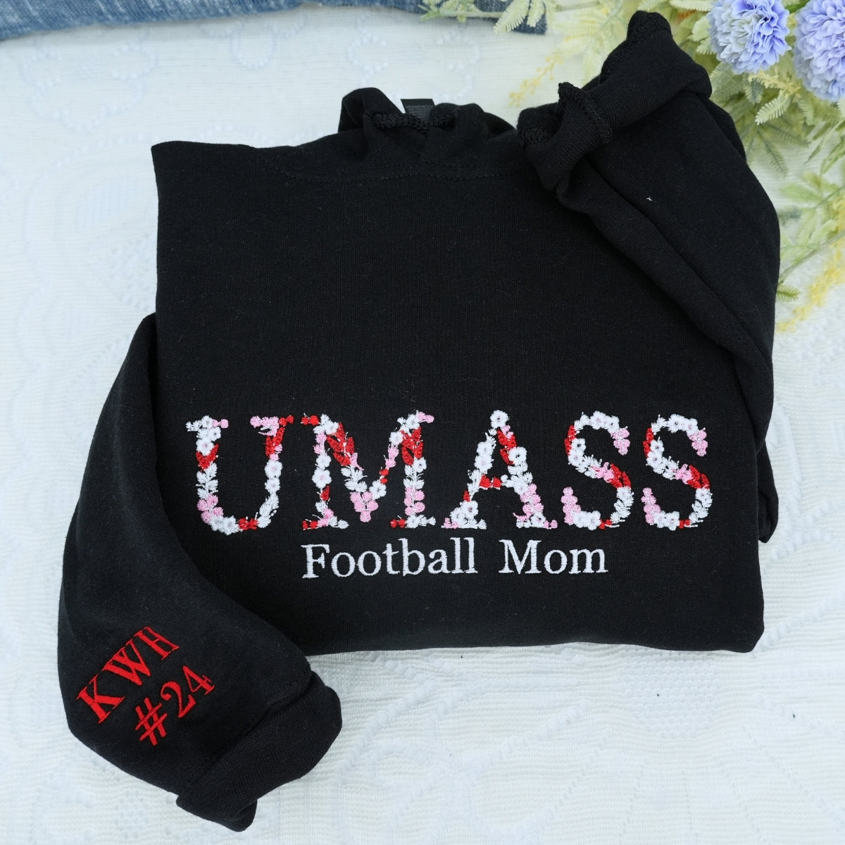 Custom School Hoodies - Floral Embroidered University Sweatshirts - Perfect Student Graduation Gift