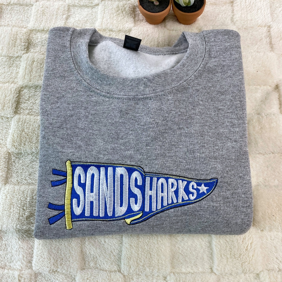 Custom School Pennant Sweatshirts - Vintage University Embroidered Apparel - Alumni Gift