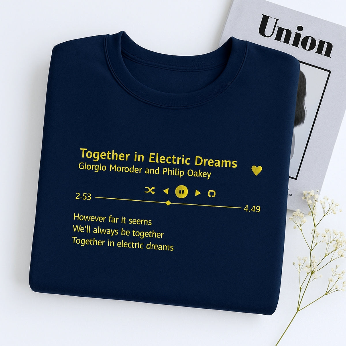 Custom Song Sweatshirts - Your Favorite Song Embroidered Music Player - Personalized Music Gift